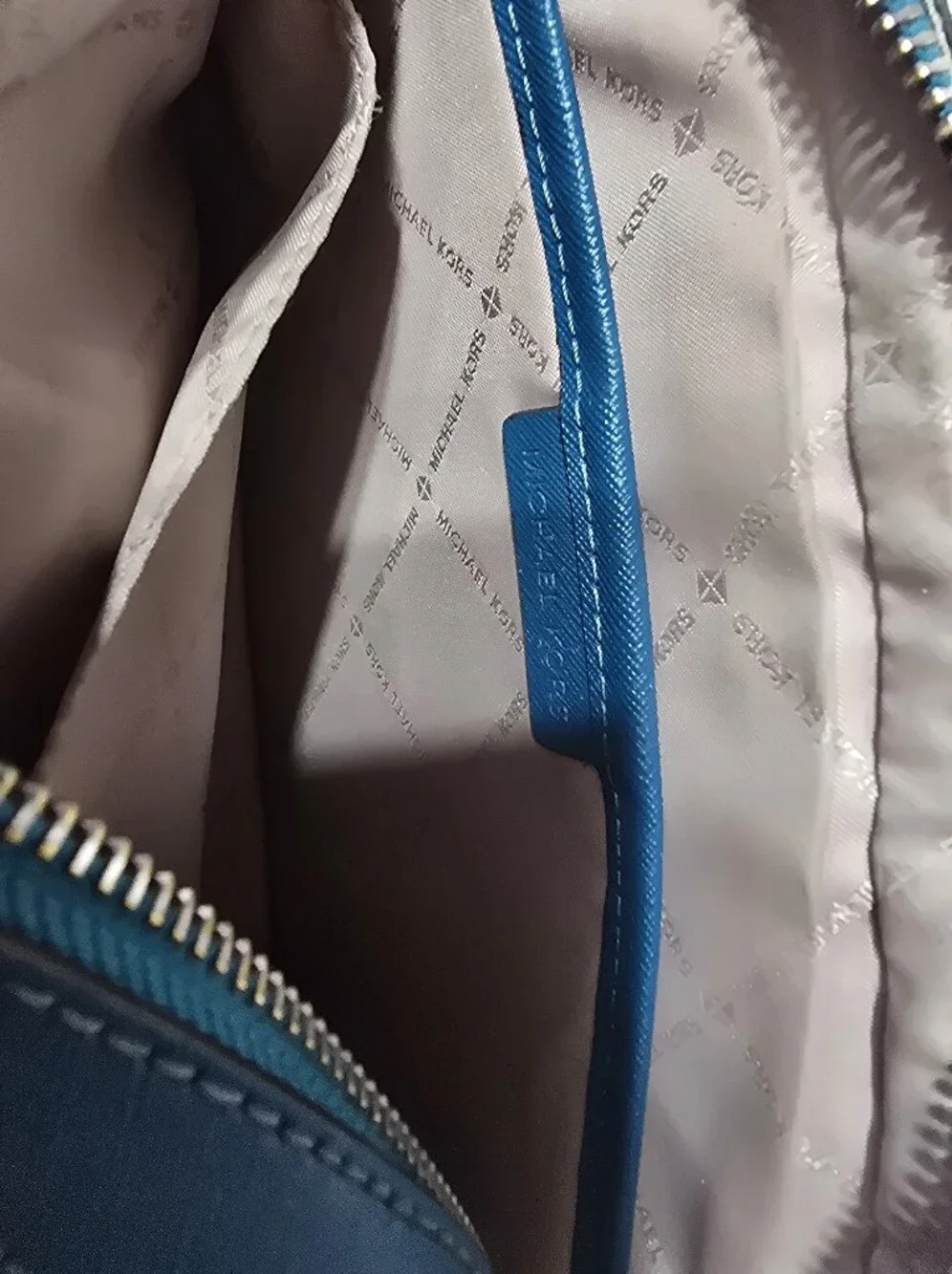 Michael Kors Jet Set Teal Blue Saffiano Leather Crossbody Bag